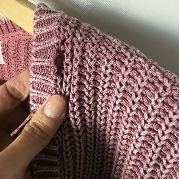 Y2K Victoria’s Secret PINK Chunky Distressed Open Pink Sun Washed Cardigan M - Picture 7 of 8